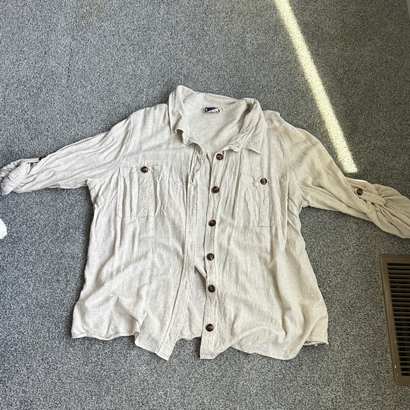 ARULA Tops - ARULA Light Beige Button-Up Blouse